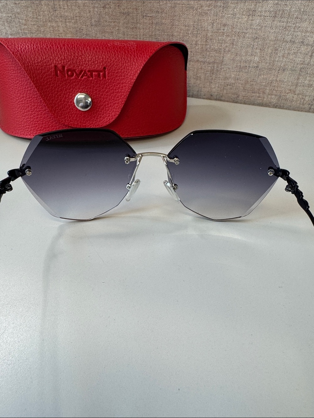 Authentic Novattti Women’s Rimless Gradient Gray Italian Sunglasses NEW - Picture 6 of 10